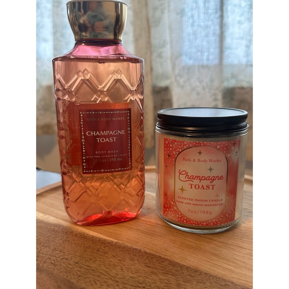 Bath and Body Works champagne toast candle and body wash